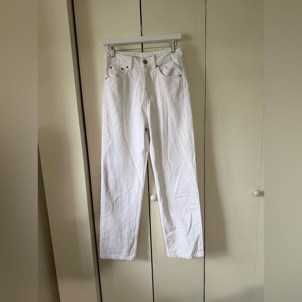 NWT Zara Mom Fit High Waisted Jeans White Denim Jeans 100% Cotton Size US 4 - Picture 8 of 11